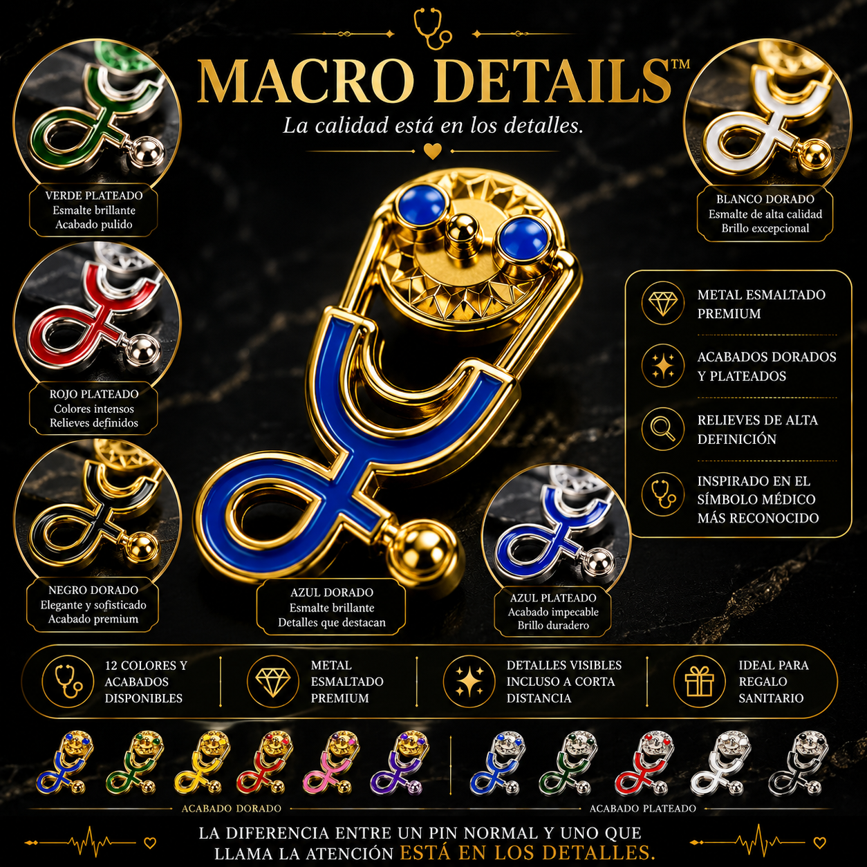 Pins Estetoscopio Clínico | Clinical Stethoscope Enamel Pin Collection | Limited 1:1 Edition Clinical Stethoscope Enamel Pin Collection | Limited 1:1 Edition | MedPins