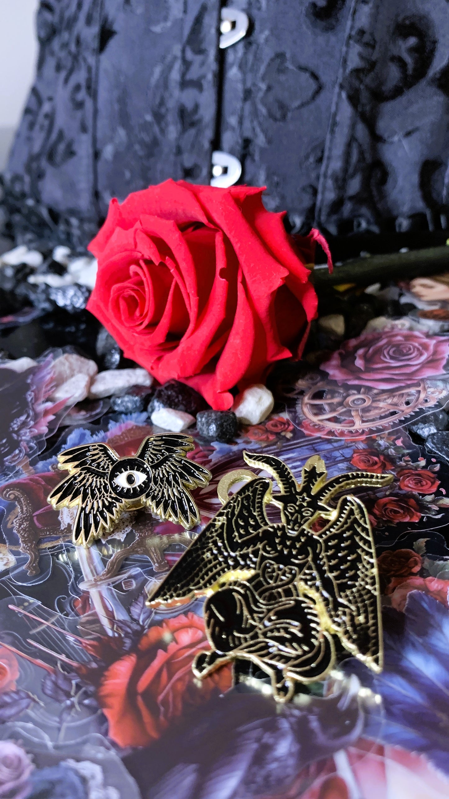 🖤 Set “Occult Wings” | 2 Gothic Enamel Pins – Dark Magic & Esoteric Power ✨ | Dark Anatomy Halloween Edition | 1:1 Limited Edition