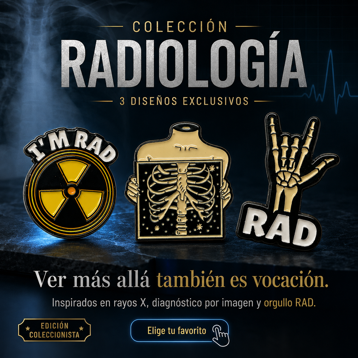 Vista 8 de la colección de pins de radiología y rayos X MedPins