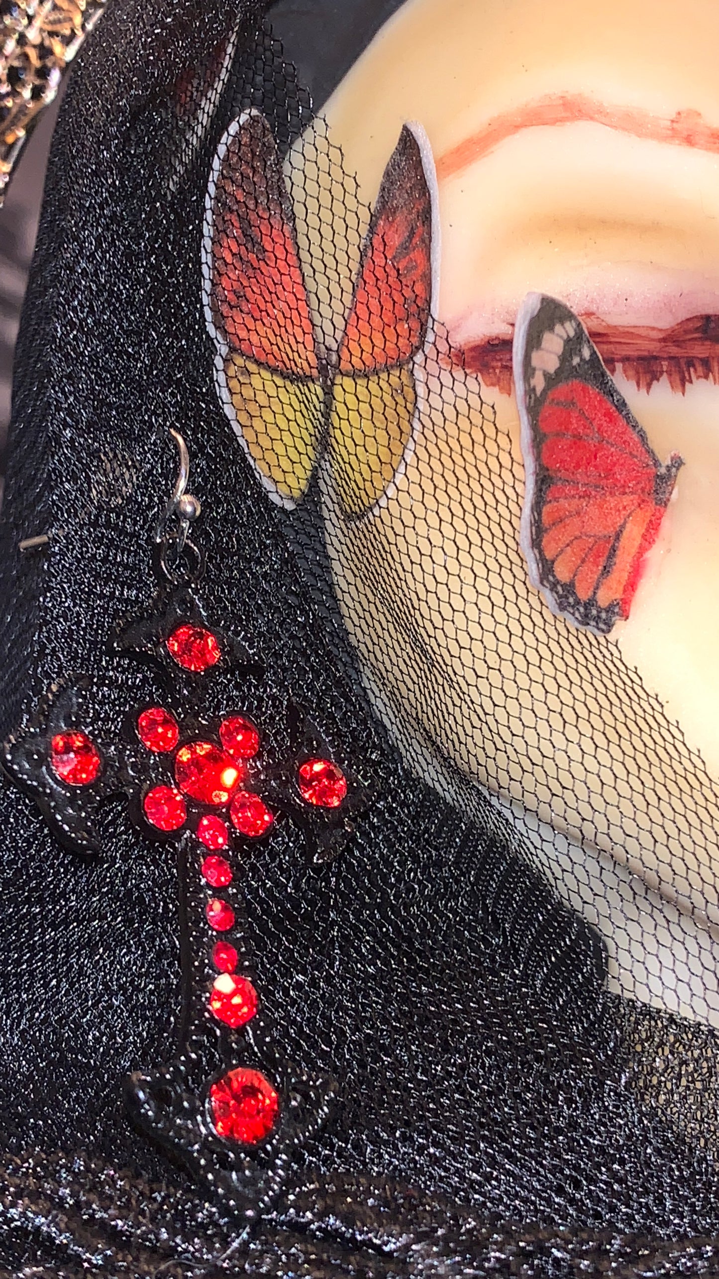 🩸 Pendientes Cruz Gótica “Bloody Cross Deluxe” | Gothic Cross Earrings Red & Black 💀 | Vampire Jewelry Limited 1:1