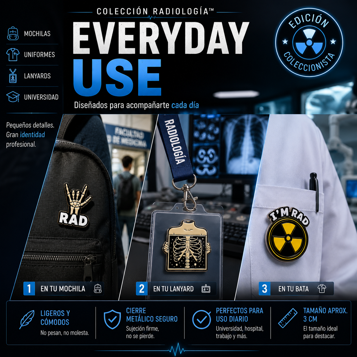 Pins “Radiología” | Radiology Enamel Pin Collection – Limited 1:1 Edition | MedPins