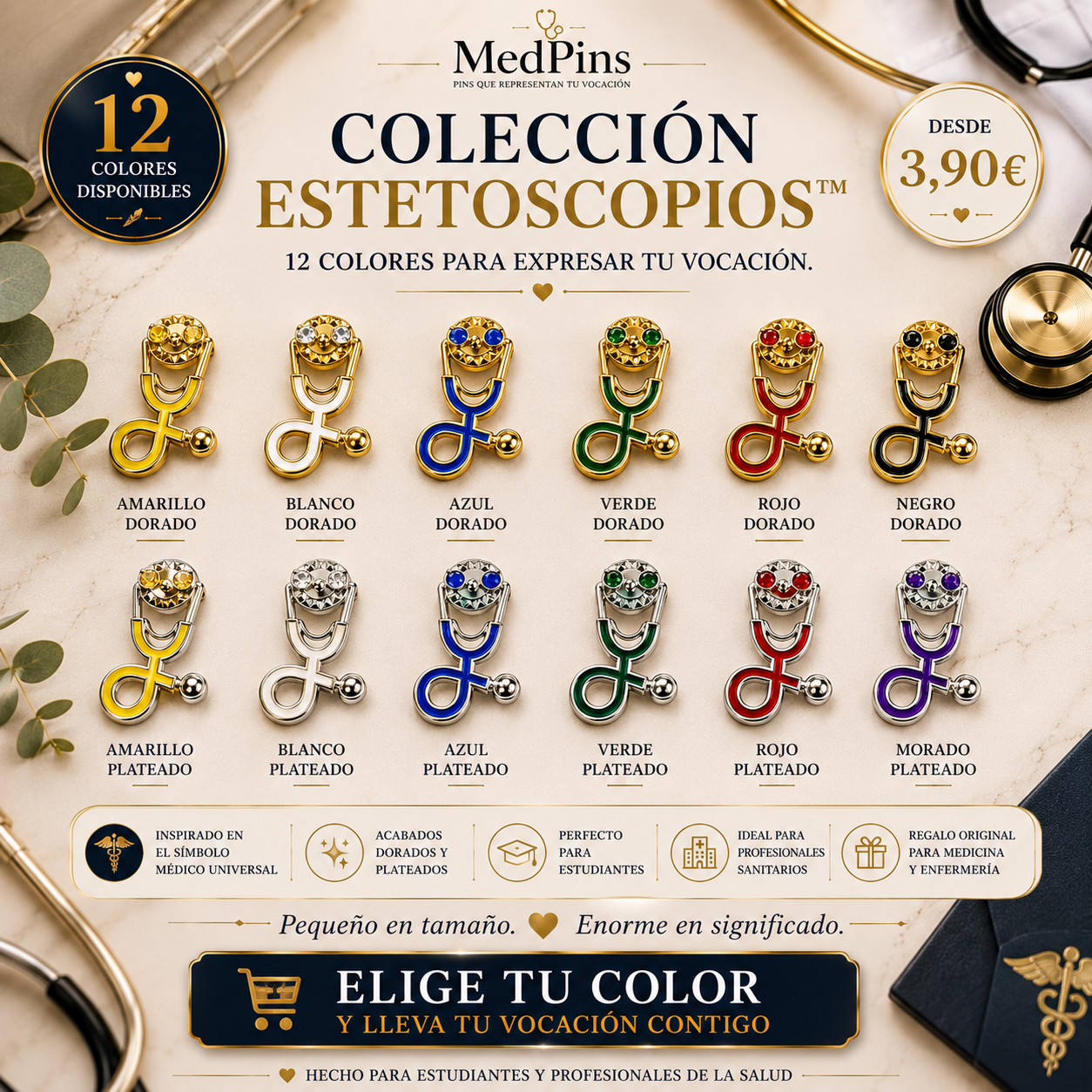 Pins Estetoscopio Clínico | Clinical Stethoscope Enamel Pin Collection | Limited 1:1 Edition Clinical Stethoscope Enamel Pin Collection | Limited 1:1 Edition | MedPins