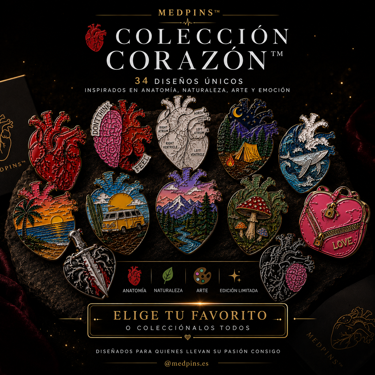 Pins “Corazón Humano” | Human Heart Enamel Pin Collection – Limited 1:1 Edition | MedPins