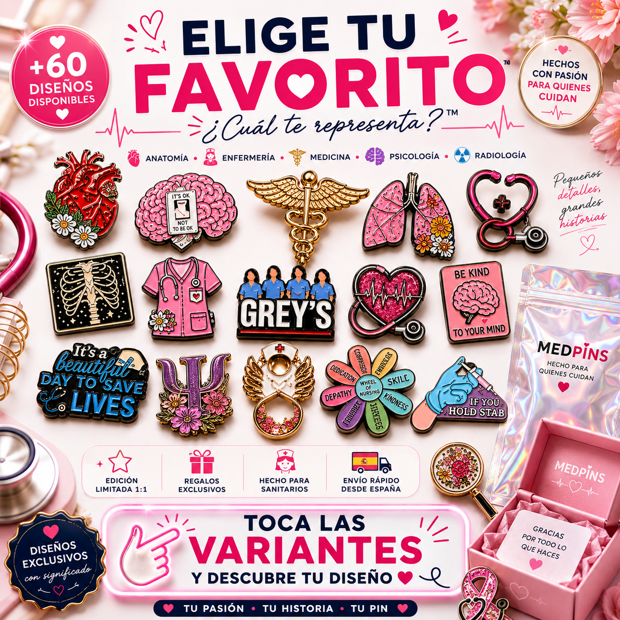 Pins de Anatomía Humana | Human Anatomy Enamel Pin Collection – Limited 1:1 Edition | MedPins