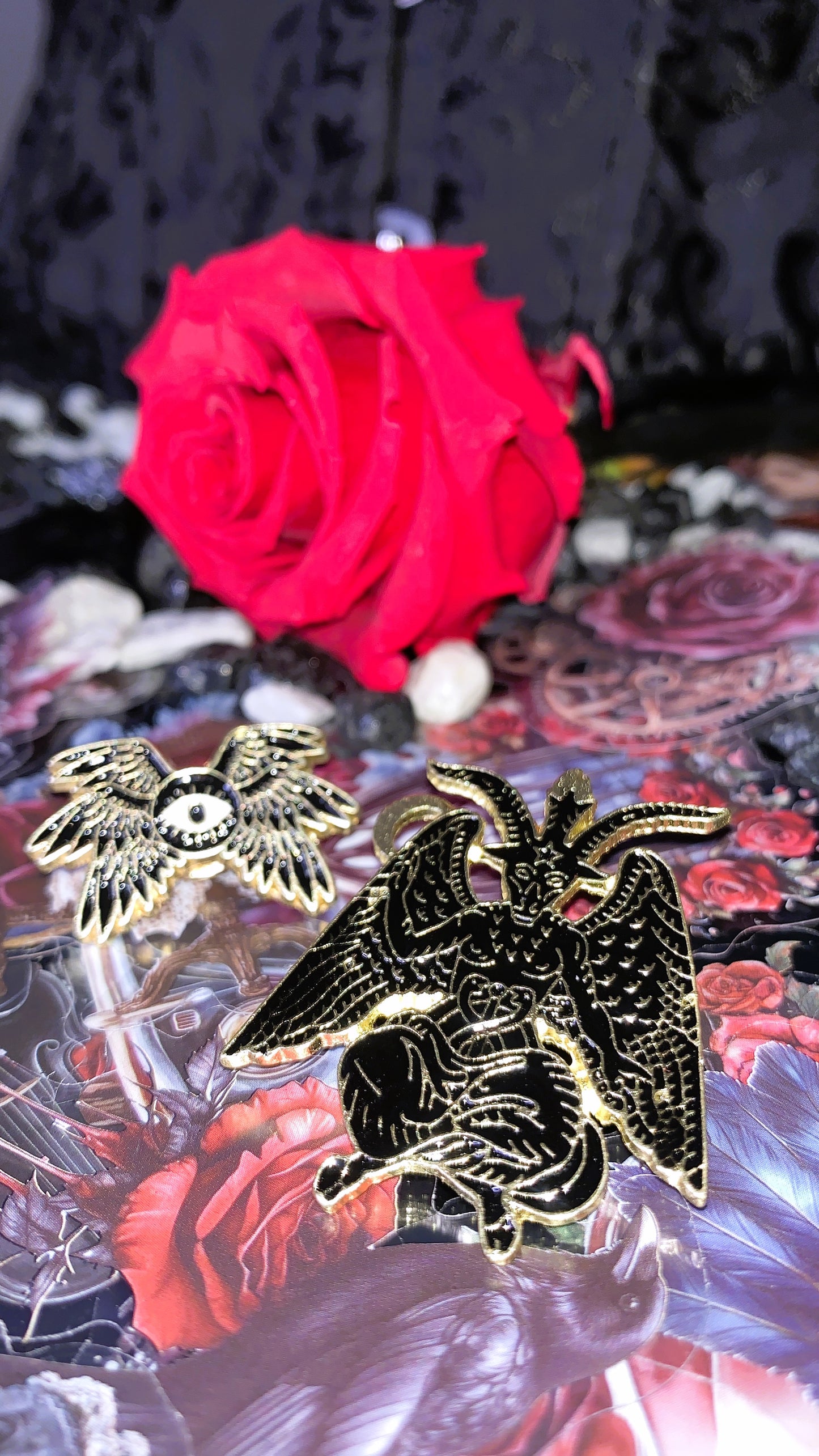 🖤 Set “Occult Wings” | 2 Gothic Enamel Pins – Dark Magic & Esoteric Power ✨ | Dark Anatomy Halloween Edition | 1:1 Limited Edition