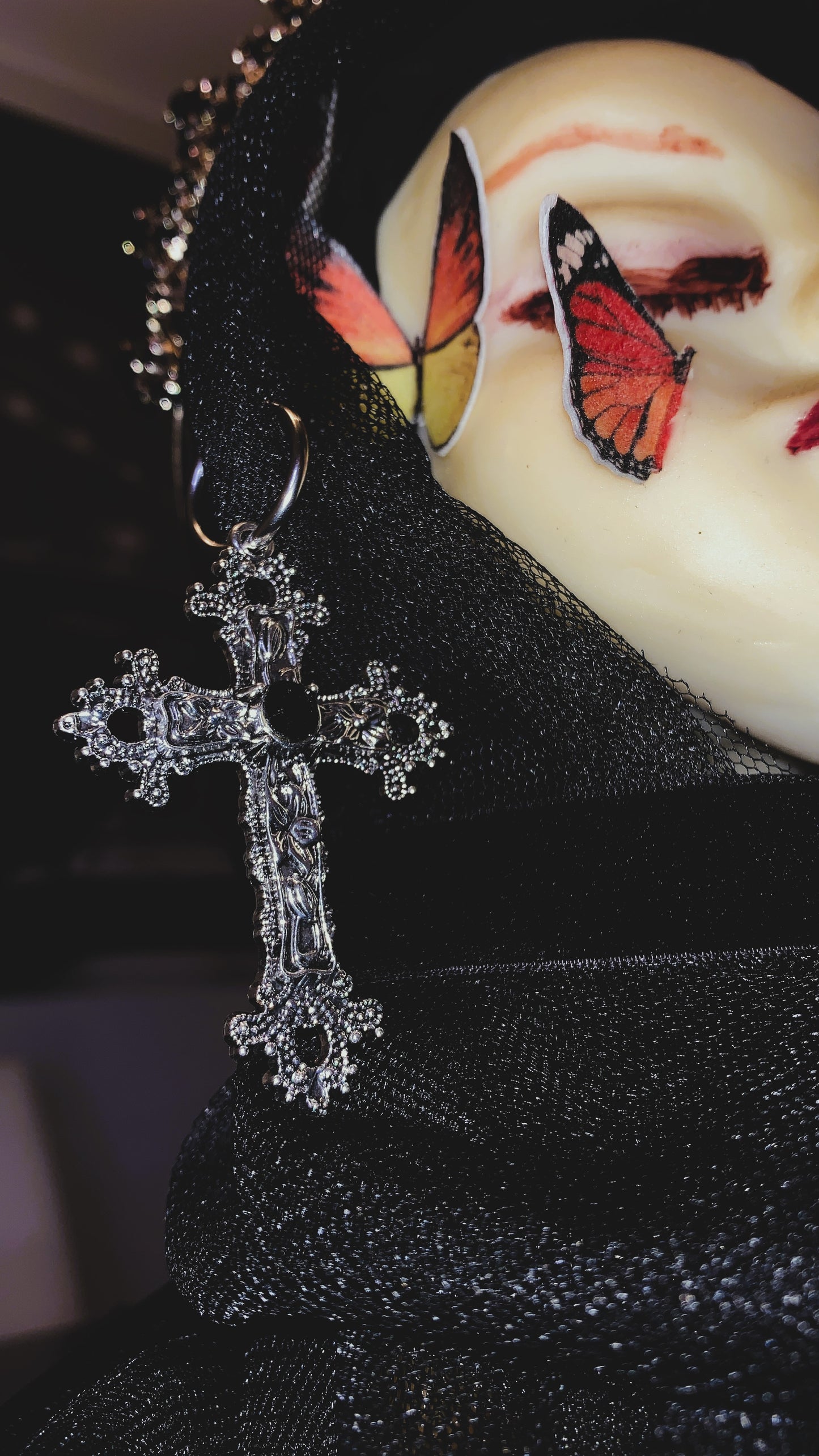 💀 Set Gótico Cruz Plateada “Dark Faith Set Deluxe” | Gothic Silver Cross Necklace + Earrings Set 🖤 | Vampire Jewelry Limited 1:1