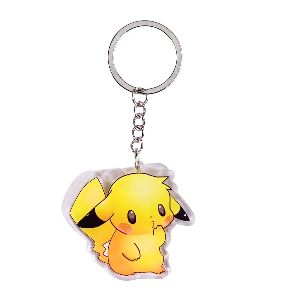 Llavero acrílico Pikachu amarillo con anilla metálica