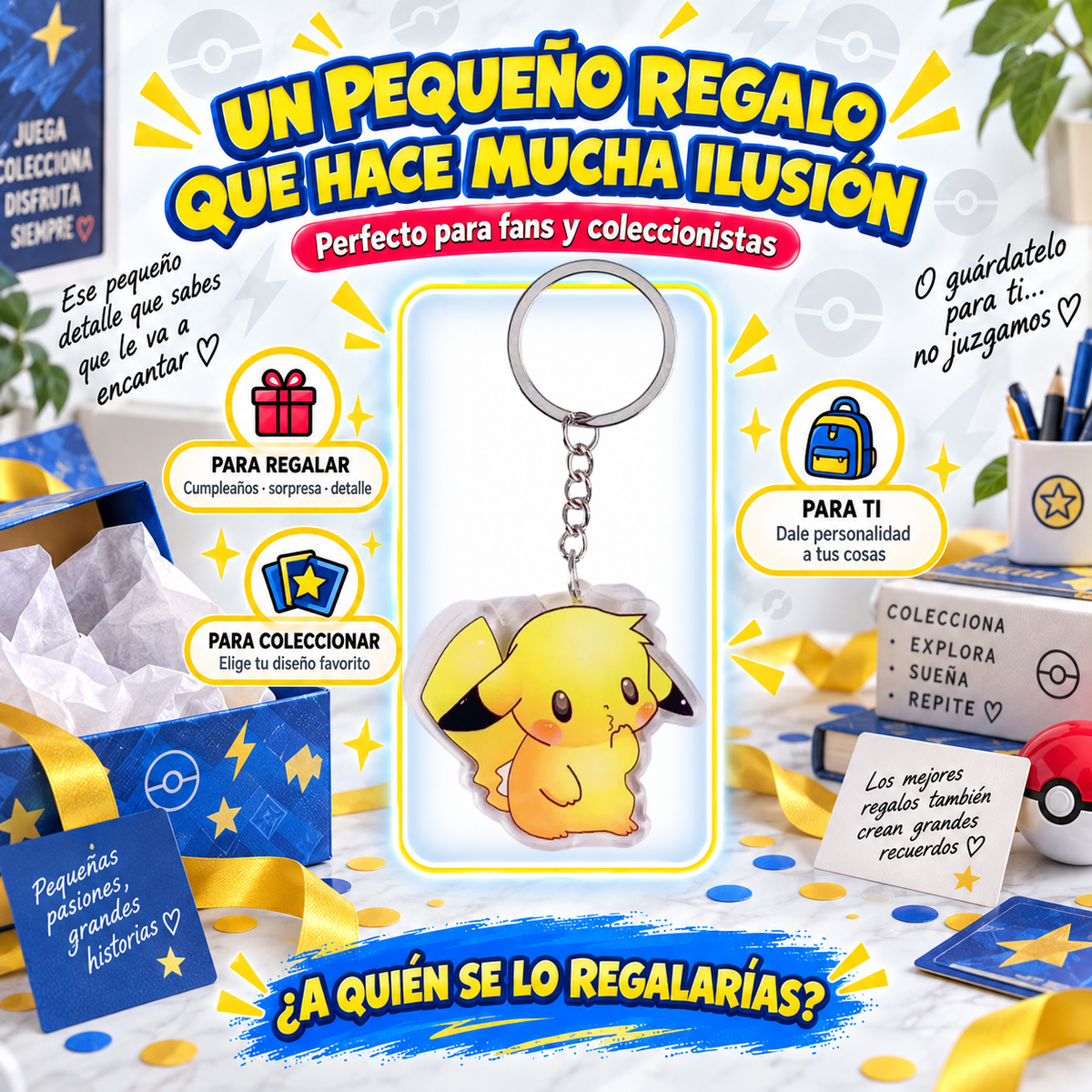 Llavero Pikachu acrílico como regalo para fans y coleccionistas de Pokémon