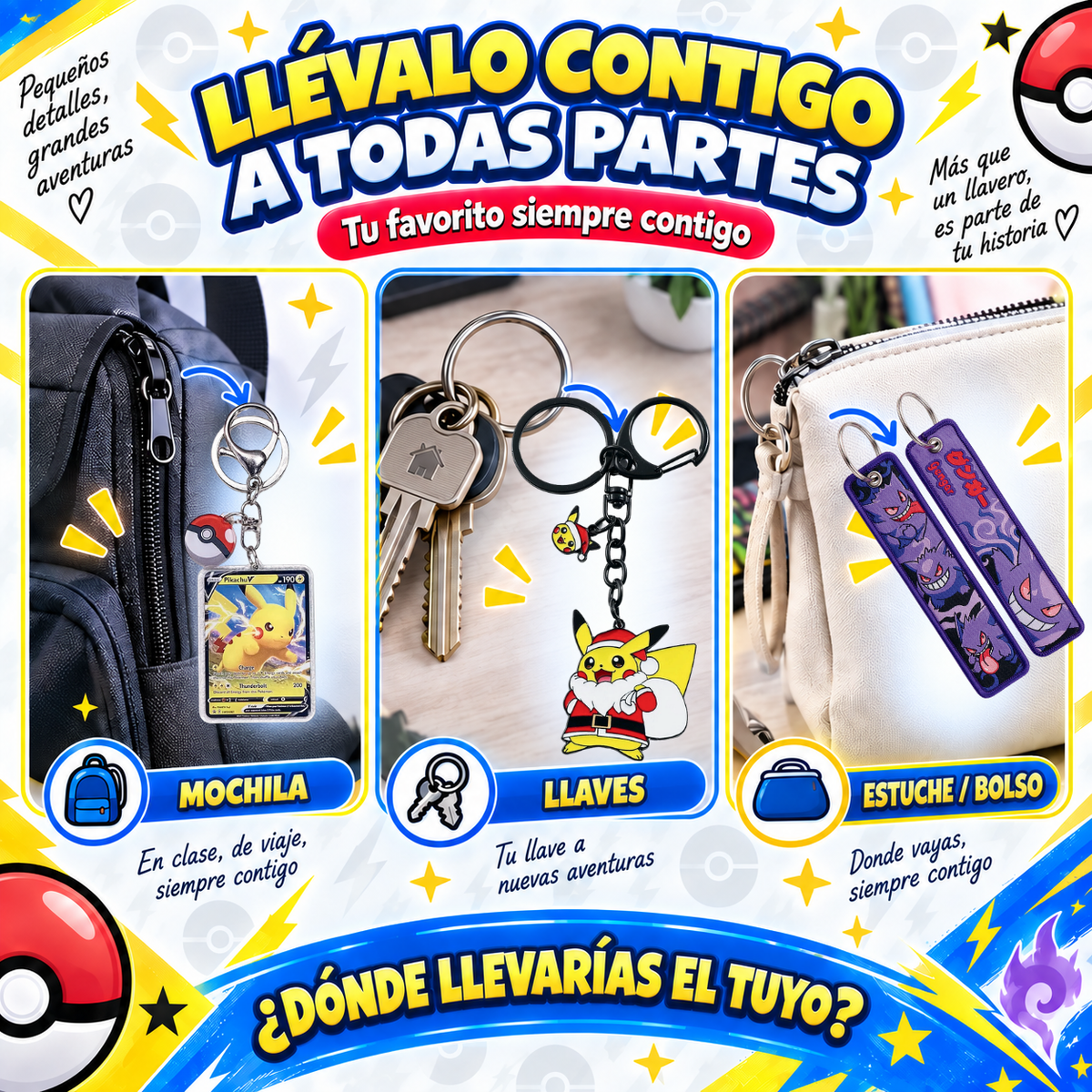 Llaveros Pokémon para mochila, llaves, estuche y bolso