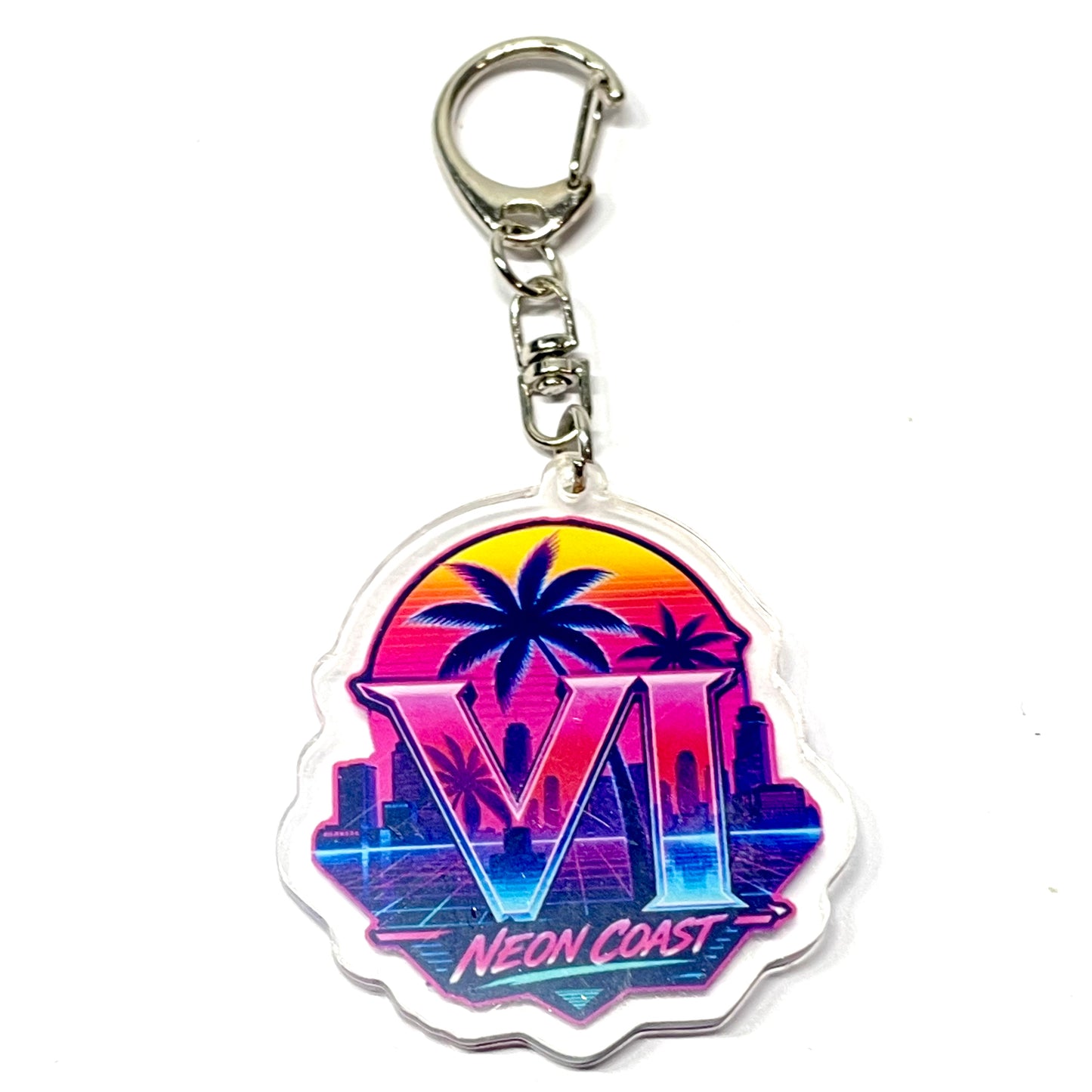 Llavero gamer diseño Neon Coast inspirado en Vice City de Sakura Store