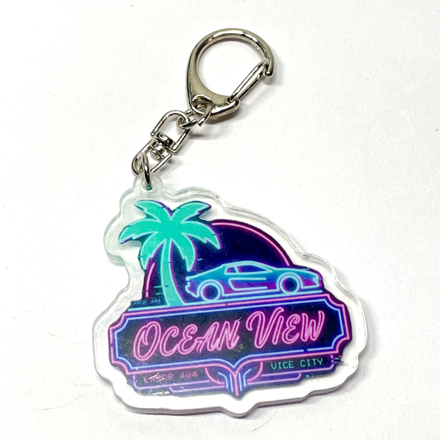 Llavero gamer diseño Ocean View inspirado en Vice City