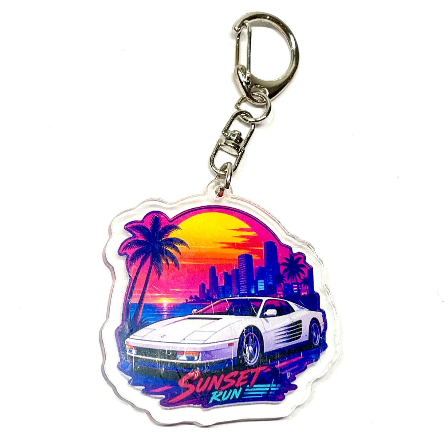 Llavero gamer diseño Sunset Run inspirado en Vice City de Sakura Store